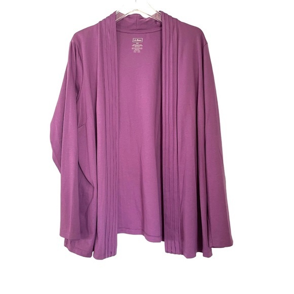 L.L.Bean Open Front Supima Cotton Cardigan Purple Size 2x New Without Tag